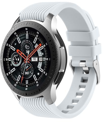 Bracelet Compatible avec Samsung Galaxy Watch 3 45mm/Galaxy Watch 46mm/Huawei GT 2 46mm, 22mm Souple Silicone Bracelets Remplacement pour Samsung Gear S3 Frontier pour Hommes Femmes (Gris Clair)