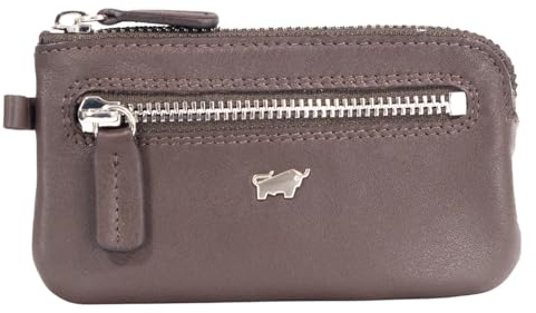 BRAUN BÜFFEL - Schlüsseletui aus echtem Rindsleder Golf - Kleine Schlüsseltasche für Herren & Damen mit Reißverschluss & 2 Schlüsselringen - Zeitlos klassisches Schlüsselmäppchen - Edles Braun