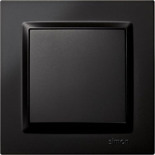 SIMON - Interruptor Conmutador, Serie Simon 10, 230V, Interruptor de Pared Interior, Fácil de Instalar, Incluye Marco, Tapa y Mecanismo, Color Negro (Paquete de 5)