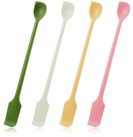 4 PCS Small Spatula Jar Scraper Spatula Small Silicone Spatulas Double-Head Makeup Spatulas for Jar Jam Makeup Butter Cream