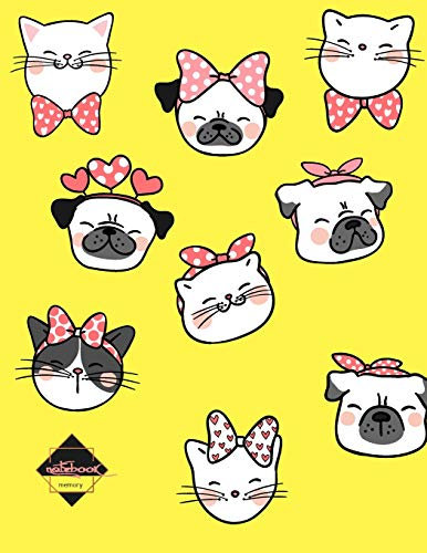 Notebook: cute dog and cat cat and dog my friend on yellow cover and Dot Graph Line Sketch pages, Extra large (8.5 x 11) inches, 110 pages, White paper, Sketch, Notebook journal