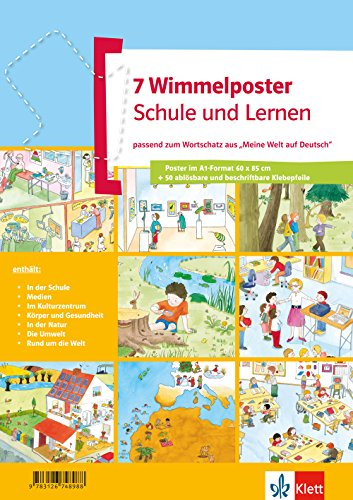 Wimmelposter Schule und Lernen: passend zum Wortschatz aus Meine Welt auf Deutsch. 7 Poster