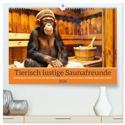 Tierisch lustige Saunafreunde (hochwertiger Premium Wandkalender 2026 DIN A2 quer), Kunstdruck in Hochglanz: Ein Muss für alle Freunde der ... Lächeln beginnen wollen (CALVENDO Hobbys)