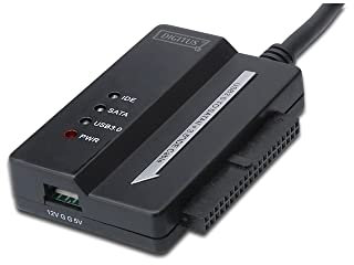 DIGITUS Festplatten-Adapterkabel - USB 3.0 zu SATA2/IDE Konverter - für 2,5/3,5 SSDs/HDDs - 5 Gbit/s Datenübertragungsrate - inkl. Netzteil - Plug & Play - Schwarz