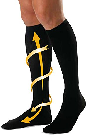 CABEAU Bamboo Compression Socks - Travel/Home, Help Swelling/Blood Flow, Black, Large