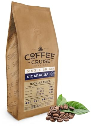 COFFEE CRUISE Nicaragua Kaffeebohnen 1kg - Mittlere Röstung - Aroma Karamell und Honig - Für Alle Kaffeemaschinen - 100% Arabisch