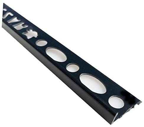Tile Trim Square Straight Edge L-Shape 8mm-10mm 2.5M Plastic PVC Colors TMW Profiles (8 mm, Black)