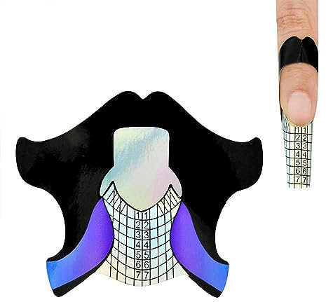 100pcs Nail Form Sticky Nail Forms for Builder Gel Reusable Sturdy Nail Extension Forms Nail Forms for Acrylic Nails Builder Gel Nail Forms, Self-Adhesive Paper Nail Forms Molds Builder NTF050-100pc