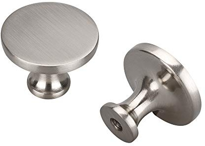 LONTAN Möbelgriffe Gebürstetes Nickel Türgriffe Küche - 15 Pack Griff Knopf Solide Ein Loch Möbelknöpfe