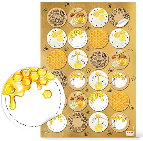 Logbuch-Verlag 24 honey stickers, round, self-adhesive, 4 cm, stickers for honey jars for labelling, stickers for honey