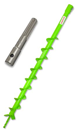 WERHE® Profi Bohrer VollStahl, Erdbohrer für bohrmaschine 60 mm extrem robust mit SDS Max Adapter - Pfahlbohrer Brunnenbohrer präzise Bohrspitze.