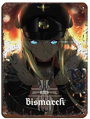 DFASF Anime Azur Lane Bismarck 5 Blechschild Vintage Metall Pub Club Cafe Bar Home Wandkunst Dekoration Poster Retro 30 x 40 cm