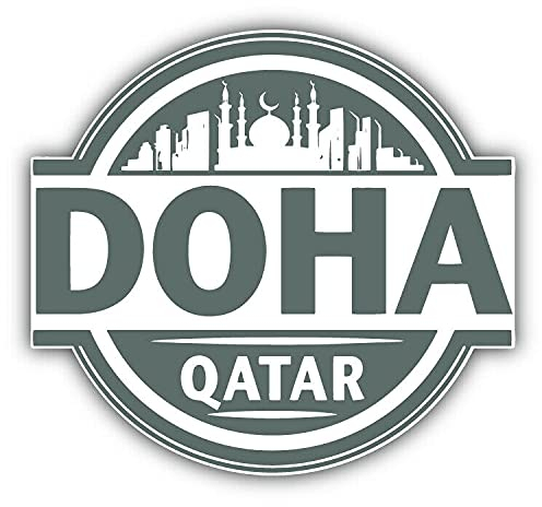 20cm! Hochwertiger Kühlschrank-Auto-Aufkleber Sticker Cartoon Comic Skyline Doha Katar UV&Waschanlagenfest Decal