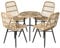 Outsunny 5-TLG. Polyrattan Gartenmöbel Set Essgruppe Esstisch mit 4 Stühlen Gartensitzgruppe mit Beistelltisch Gartenset Outdoor Metall Natur