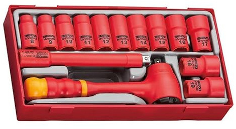 Juego de llave de carraca y llaves de vaso aisladas marca TENGTOOLS