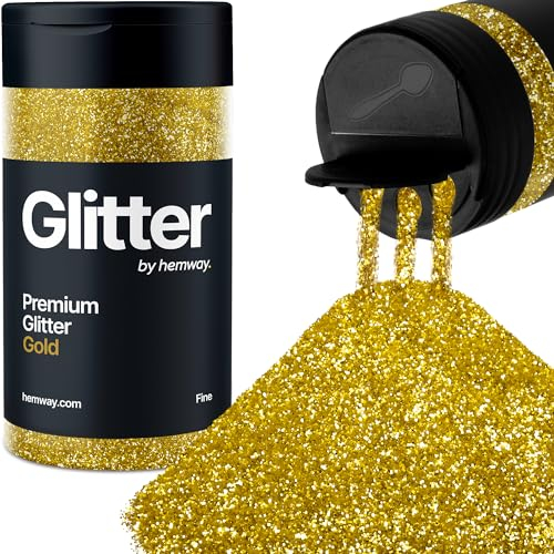 Hemway Premium Glitter Shaker - Gold | Fine Metallic Flake Sequins for Resin & Epoxy Crafts | Craft Supplies for Tumblers, Festival, Hair, Face, Body, Eye & Nail Art | 130 g