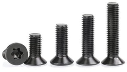 TUBEAU 5/50 pièces M1.6 M2 M2.5 M3 M4 M5 M6 M8 Acier Noir GB2673 vis à tête fraisée Plate Torx à Six lobes (Color : 10mm, Size : M2.5 50pcs)