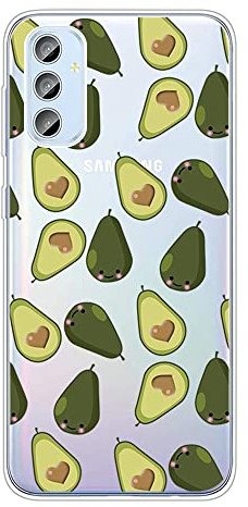 Adolasx Kompatibel für Samsung Galaxy A34 5G Hülle Transparent Silikon Klar Ultra Dünn Slim Lustig Motiv Muster Bumper Hüllen Durchsichtig Handyhülle Case Cover für Mädchen Damen Avocado