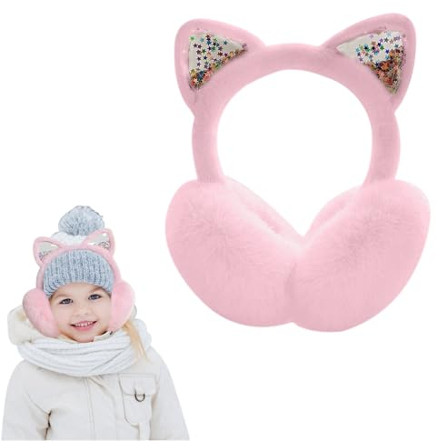 Nexoria Ohrenschützer, Winterwarme Ohrenschützer Flauschige Ohrenwärmer Damen Plüsch Ohrenschützer Mädchen Warme Katzen-Ohrenschützer Weiche Ohrenwärmer Für Outdoor Winter (Rosa)