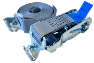 FLEXMO | Spanngurte 2 teilig grau | Länge 3,6 m | LC 750/1500 daN | Ratschengurt mit Flachhaken für Stäbchenzurrschiene | 25 mm Gurtbreite | Qualität von KÖGL (4)
