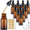 Realure 10 Pcs Pipette Dropper Bottle with Scale 10ml Mini Amber Glass Eye Dropper Bottles with Funnel Lables Refillable for Essential Oil Aromatherapy Blends Perfumes Liquids Laboratory