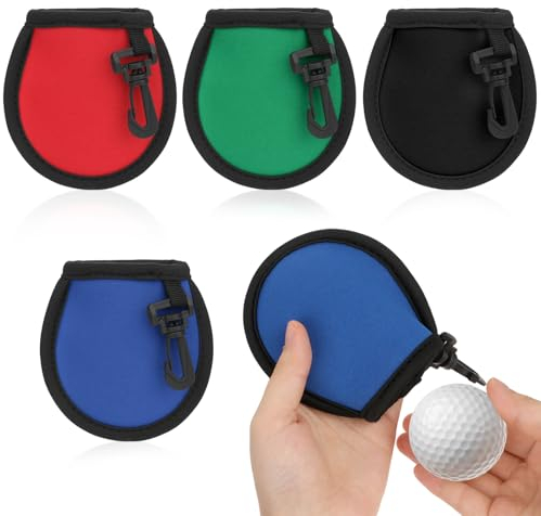 Molain Tragbare Tasche für Golfball mit 4 Schnalle, 4 Stück Golfbälle Reiniger Tasche, Praktischer Golf Zubehör Effektive Reinigung Golfbälle Golfball-Waschtasche Geschenke für Golfer