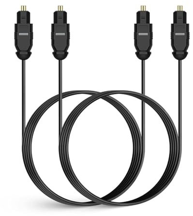 DUTTY Digital Optical Audio Cable,1.8 Meters,Slim Fiber Optic Cable Ultra-Thin Gold Plated Toslink Cable Digital S/PDIF Audio for Soundbar Av Receivers, TV Sound Bar, Game Console Slim Optical Cord