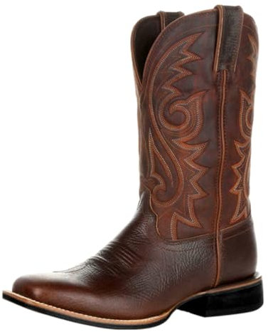 Minetom Stivali da Cowboy da Uomo Ricamo A Punta Stivali Western Stivali A metà Polpaccio Vintage Tacco A Blocco Stivali Lunghi A Marrone 42 EU