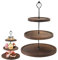 YedZen 3 Etagen Runder Holz Etagere Tortenständer, 3 Stöckig Cupcake Dunkel Ständer mit Metallgriff, Kuchenständer für Hochzeit, Geburtstagsparty Tischdeko Dessert Servierturm Kuchenplatte