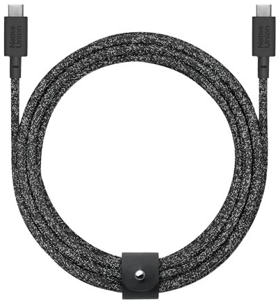Native Union Cable de Carga XL Type-C 100W – USB-C a USB-C 3m Cable de Carga Ultra Resistente con Correa para Cable – iPhone 16, MacBook Pro 14/16 M4, Air 13/15 M3, Surface Go 3 (Cosmos)