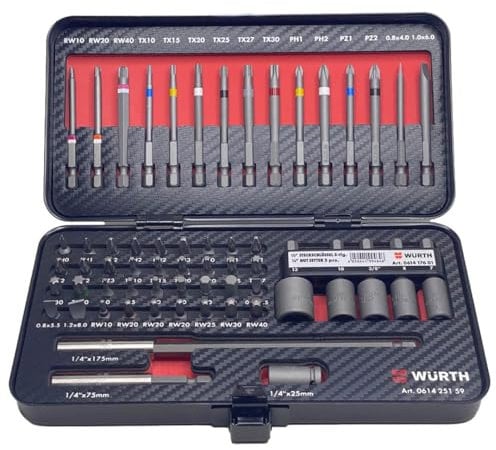 Würth Zebra 1/4 Zoll Bit-Sortiment Bitbox-Satz Bitset 59 Teile in praktischer Metallkassette 061425159