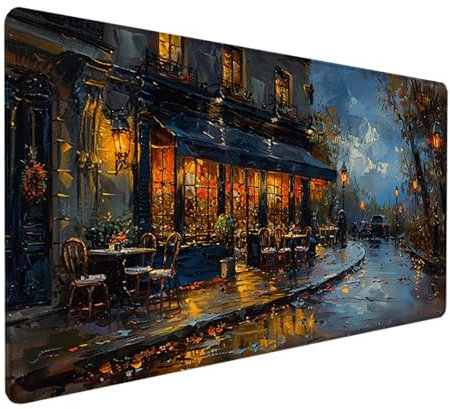 Paisaje Alfombrilla Ratón XXL 700x300mm, Impermeable Antideslizante Mouse Pad Negro Diseño de Borde Cosido Alfombrilla Escritorio para Teclado Gaming Accesorios Escritorio PC, Regalos de Hombre E-J