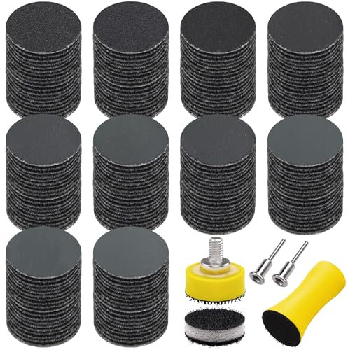 SIQUK 200 Pezzi Dischi Abrasivi 25mm Rotondi Dischi Carta Abrasiva Grana 180-5000 per Auto Lucidatura Metallo Legno