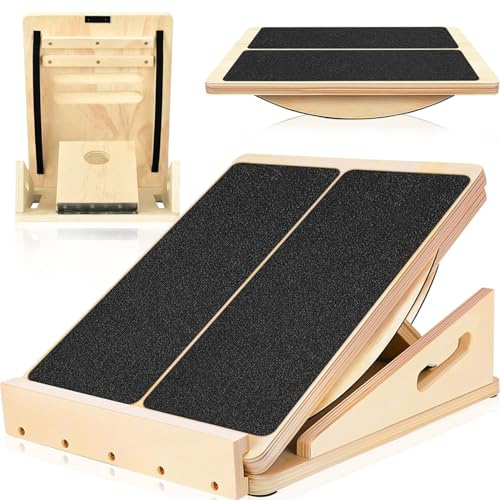Cnwinu Schrägbrett, Verstellbar Balance Board Erwachsene, Rutschfestes Wadendehner Fußtrainer Heimtraining, Balanceboard für Stretching und Tiefe Kniebeugen