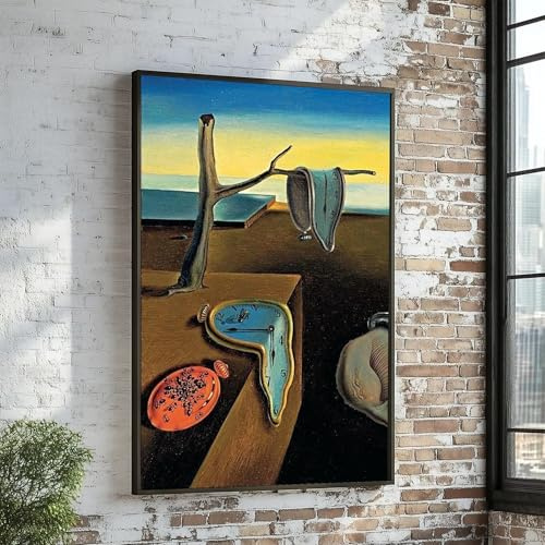 Salvador Dalí „Schmelzende Uhren“ – Leinwandbild, surreale klassische Kunst, traumhafte Landschaftsposter, Kunstdruck, Wanddekoration (30 x 40 cm/rahmenlos)