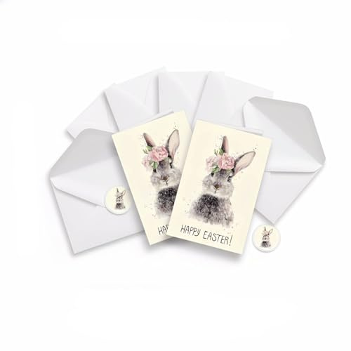 10 Packs Happy Easter Cards Multipack with Envelopes, Happy Easter Card with Envelopes Stickers, for Easters Party Classroom Exchange Bunny Card Supplies, Easter Card 2026 for Easter Party