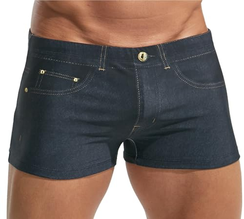 Ausing Shorts de Bain Homme Serrés Slips et Boxers de Bain Imprimé Denim Adultes Maillot de Bain Piscine Plage Surf - XS-XL(EU)