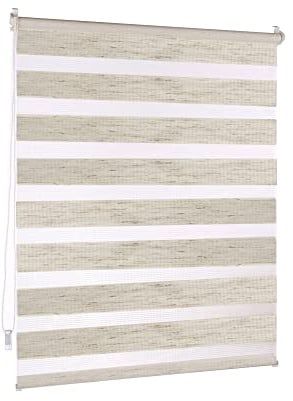 Victoria M. Doppelrollo Klemmfix ohne Bohren, 100 x 120 cm (BxH) Leinen, Rollo Fensterrollo lichtdurchlässig & verdunkelnd，Duo-Rollo Klemmmontage Zebrarollo für Fenster & Türen