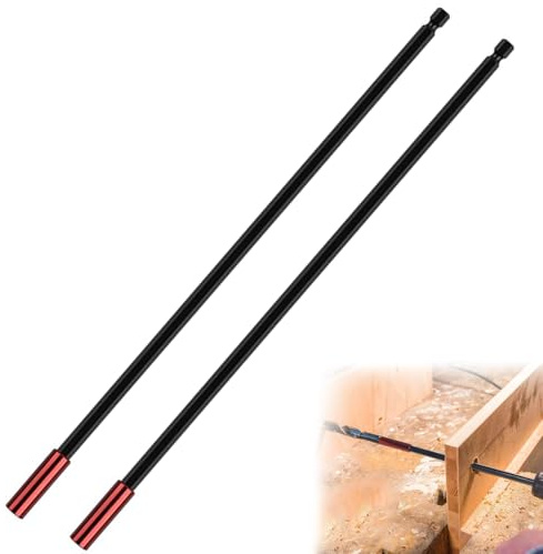 2PCS 300mm Drill Extension Bit Holder,Powerful Magnetic Drill Bit Extension Bar for Quick-Change Impact Drive, Long Magnetic Impact Driver Bar for Screws Nuts Drills