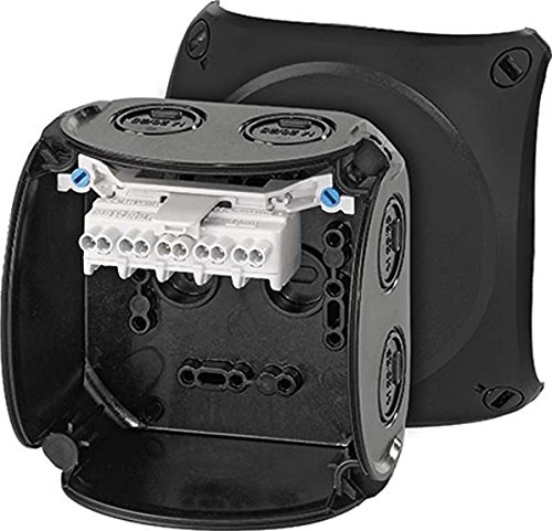 Hensel KF 0402 B Kabelabzweigkasten, Feuchtraumdose, Abzweigdose IP66 1,5-2,5 qmm 4 qmm 1phasig, 5polig mit Klemmen, schwarz