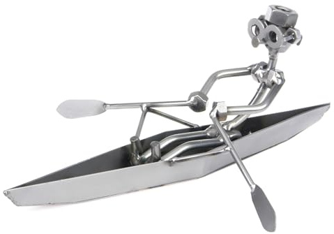 metalman24 Schraubenmännchen RUDERER RUDER-Boot - Handarbeit Geschenkidee Metallfigur Metallmännchen Stahlfigur Schraubenmännle - Deko für Büro & Zuhause