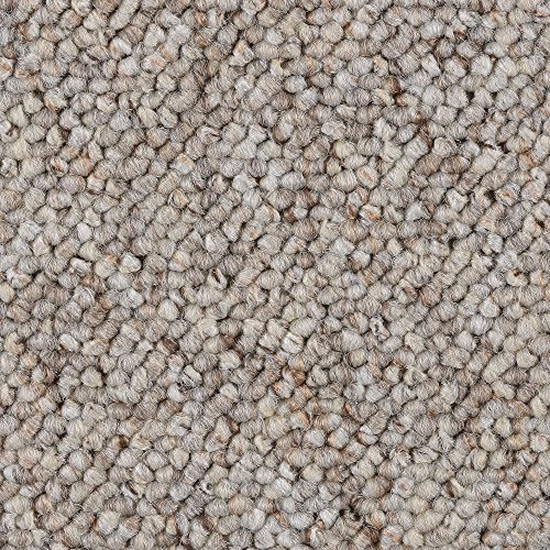 Teppichboden beige Meterware in 500 cm 400 cm 300 cm und 200 cm Breite mit Vliesrücken und Schlingen Struktur ideal für Wohnzimmer und Schlafzimmer