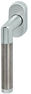 HOPPE Fenstergriff Modell Amsterdam 0400/US956 Aluminium silberfarben eloxiert, Griffstück aus Edelstahl matt, mit Secustik® Sperrmechanismus