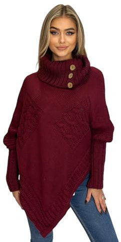 Mississhop Poncho Strick Sweatshirt Pullover Umhang Überwurf 30-01 Bordo