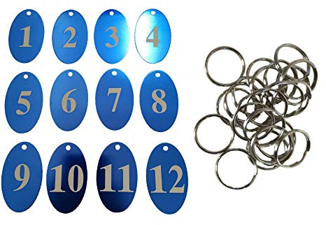 Sourcemall Zahlenanhänger mit Schlüsselring, Aluminiumlegierung 1-25 blau