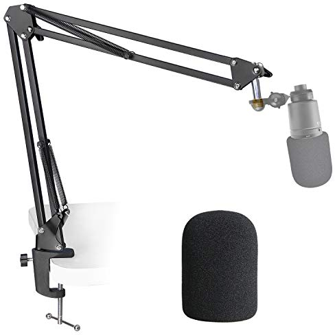 YOUSHARES AT2020 Mikrofonständer mit Pop-Filter – Mikrofonständer mit Schaumstoff-Windschutzscheibe für AT2020 USB + AT2035 Kondensatormikrofon