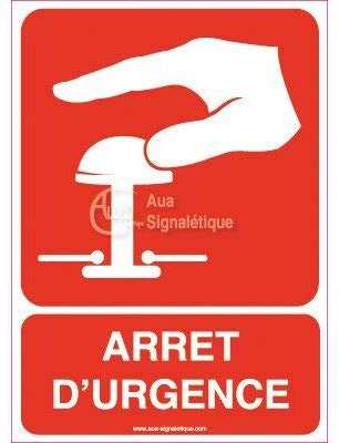 AUA SIGNALETIQUE - Panneau Arrêt D'urgence - 150x210 mm, PVC 1.5mm