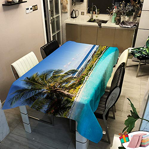Morbuy Tischdecke Gartentisch Wasserdicht, Quadratisch/Rechteckig Fleckschutz 3D Drucken Tischtuch Abwischbar Abwaschbar für Küche Speisetisch Garten Outdoor (60x60cm,Blaues Meer)