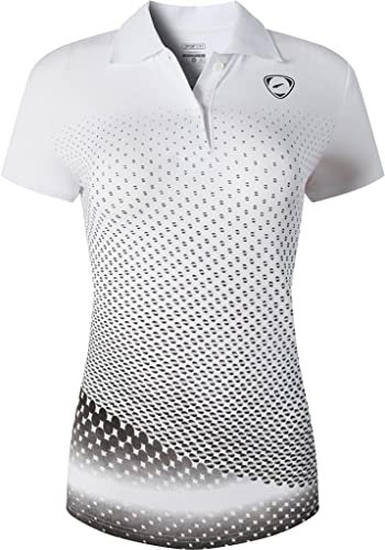 jeansian Women's Sports Breathable Short Sleeve Tennis Golf Bowling Polo T-Shirts Tee SWT251 Whiteblack XXL