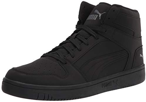 PUMA Mens Rebound Layup Sneaker, NUBUCK Mens Black- Mens Black-CASTLEROCK, 9